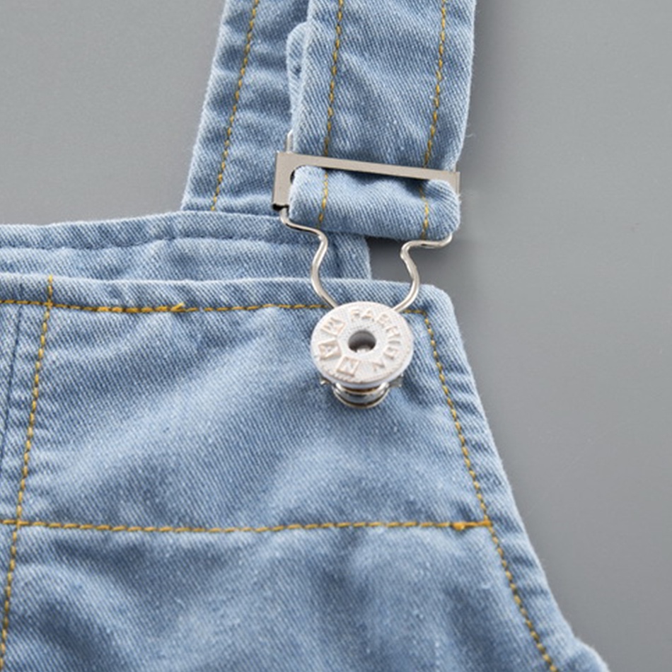 Baby Boy / Girl Front Pocket Solid Denim Suspender Shorts (No shoes)